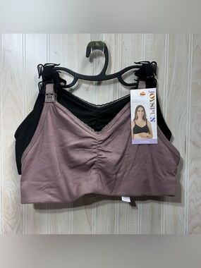 Joyspun Nursing Bralette 2-Pack - Mauve & Black